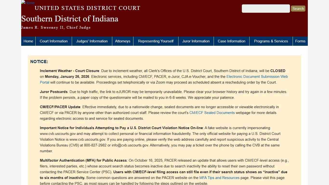 Southern District of Indiana United States District Court