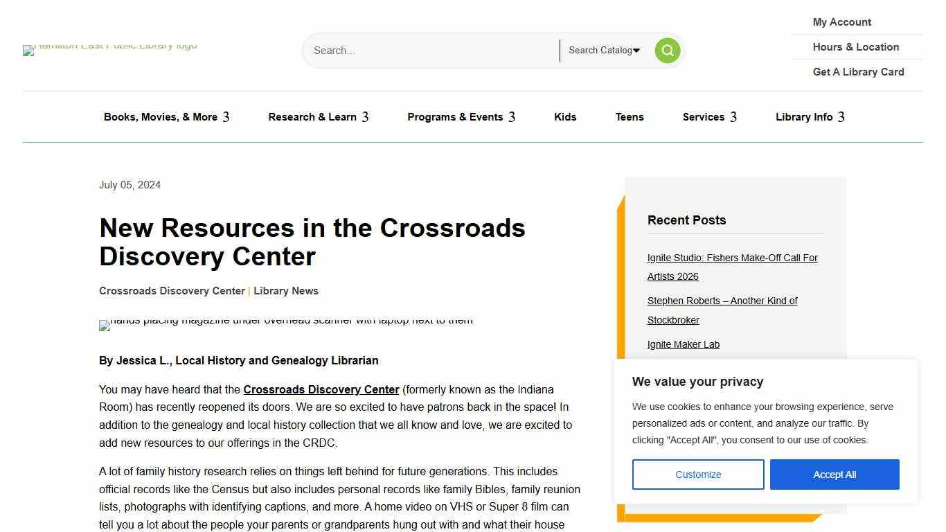 New Resources in the Crossroads Discovery Center - Hamilton East Public Library Website